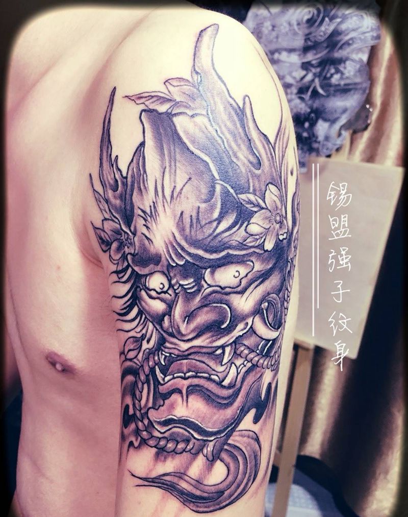 般若纹身图片_成品手臂传统鬼神纹身图案