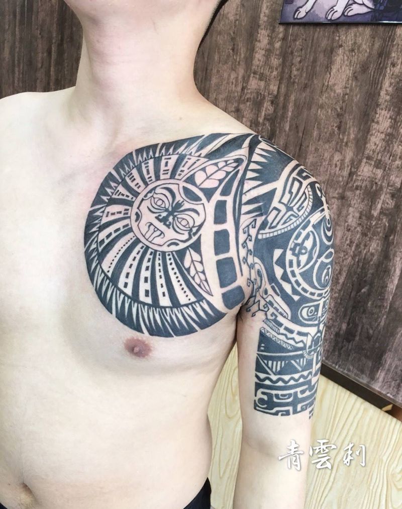 图腾纹身图片_成品肩部手臂胸部欧美图腾纹身图案