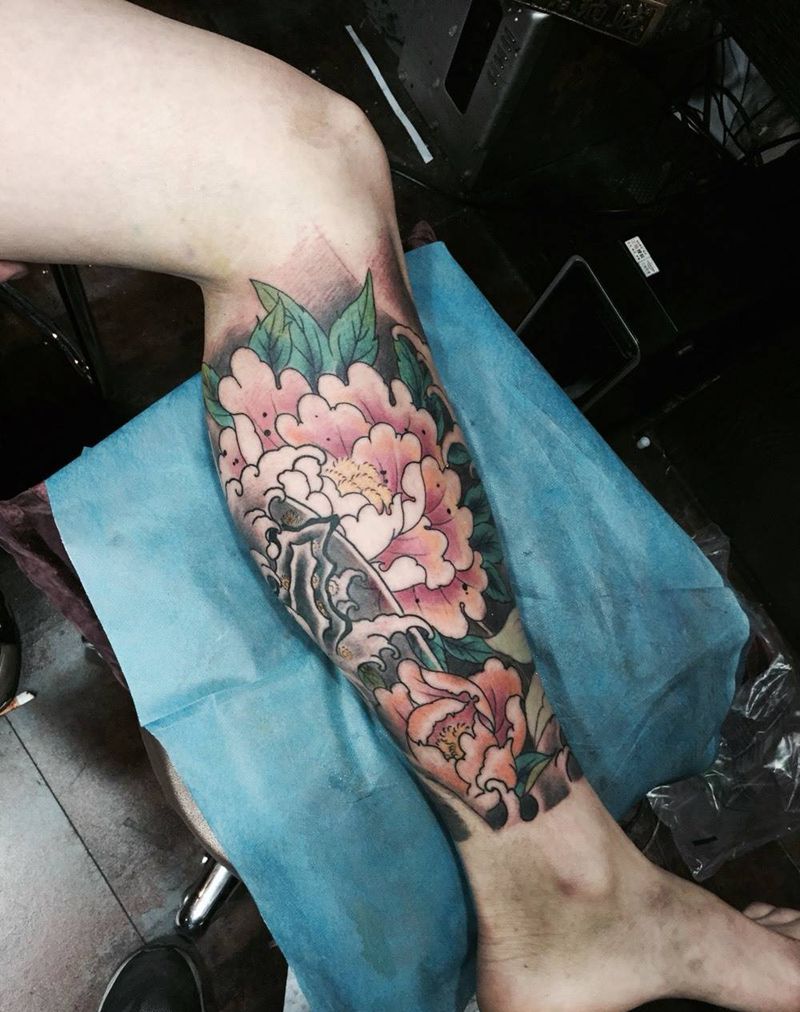 牡丹...彩色纹身...花纹身图片