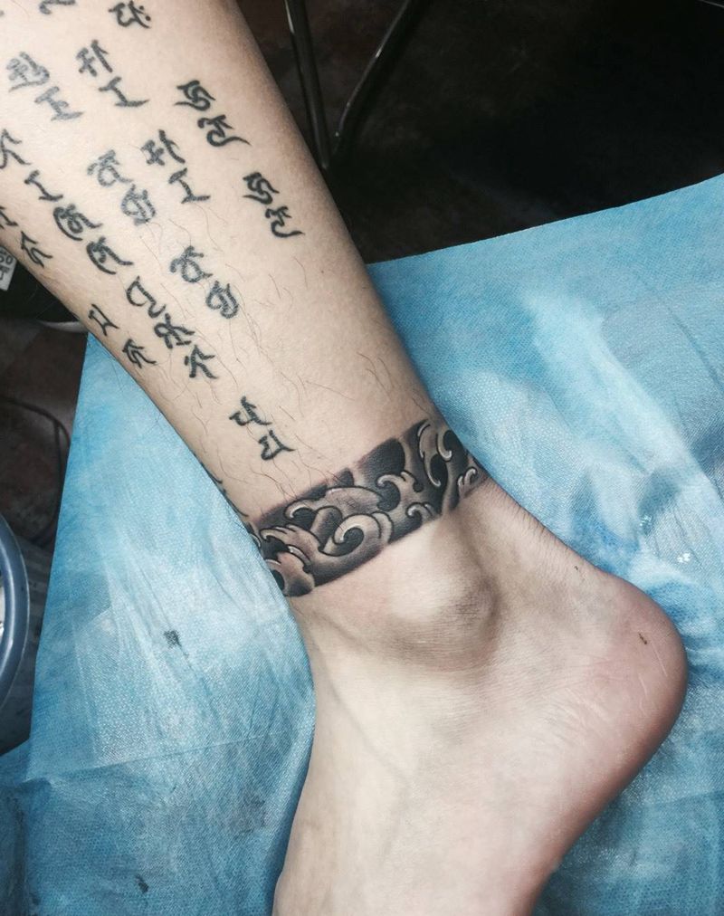 浪花一组纹身图片_成品腿部传统纹身图案