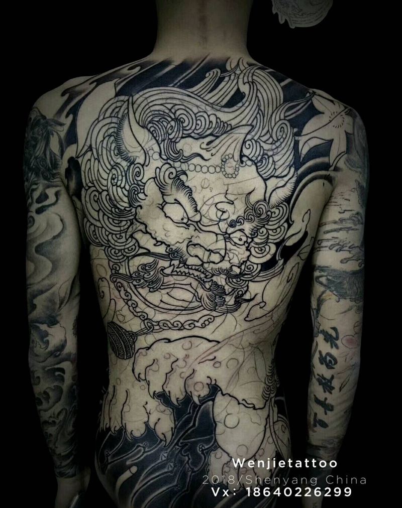 重彩遮盖未完，店长作品纹身图片_背部臀部新传统老传统纹身图案
