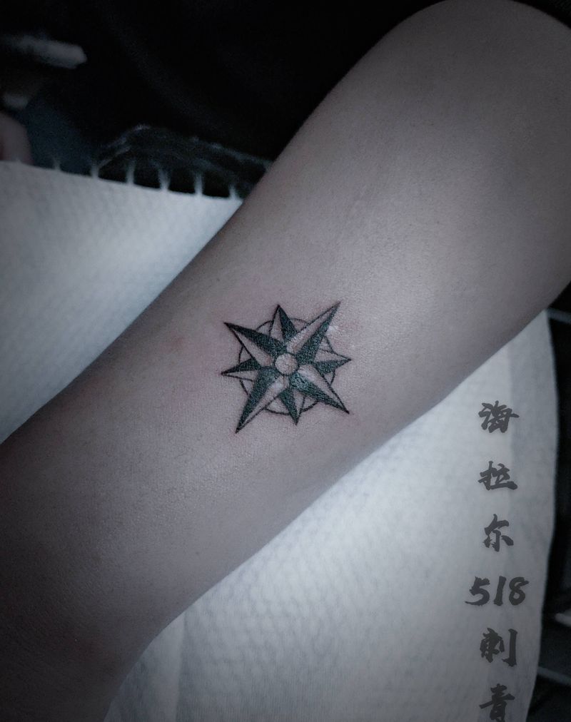 指南针纹身图片_手臂小清新纹身图案