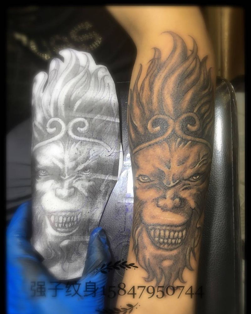 小臂斗战胜佛纹身图片