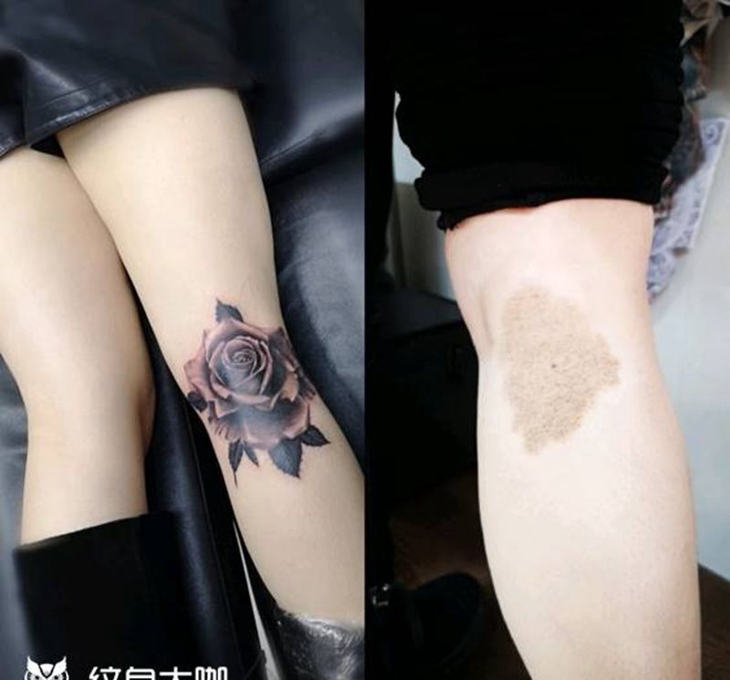 胎记遮盖！纹身图片_腿部欧美写实纹身图案