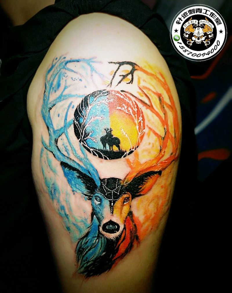 梅花鹿纹身图片