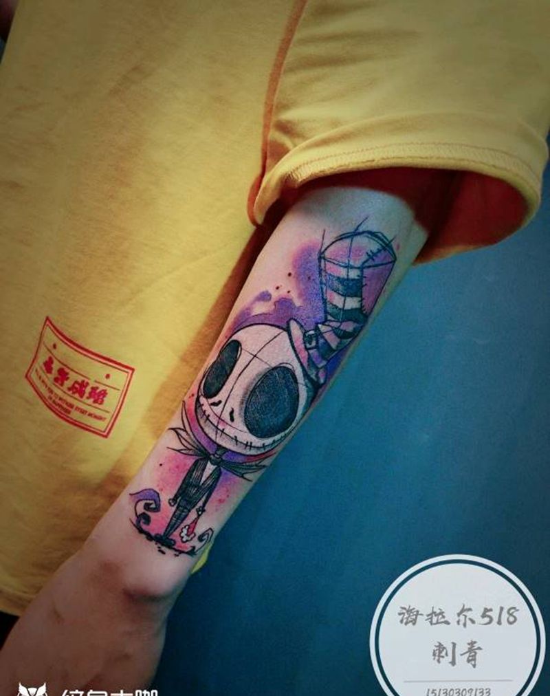 布偶纹身图片_手臂New School水彩纹身图案