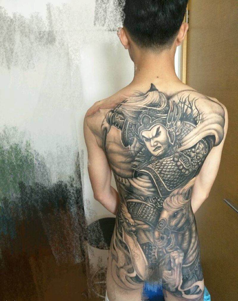 赵子龙纹身图片_背部臀部腿部传统人物成品纹身图案