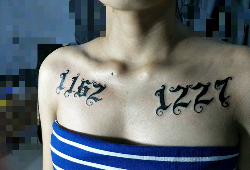 公元纹身图片_胸部原创成品纹身图案