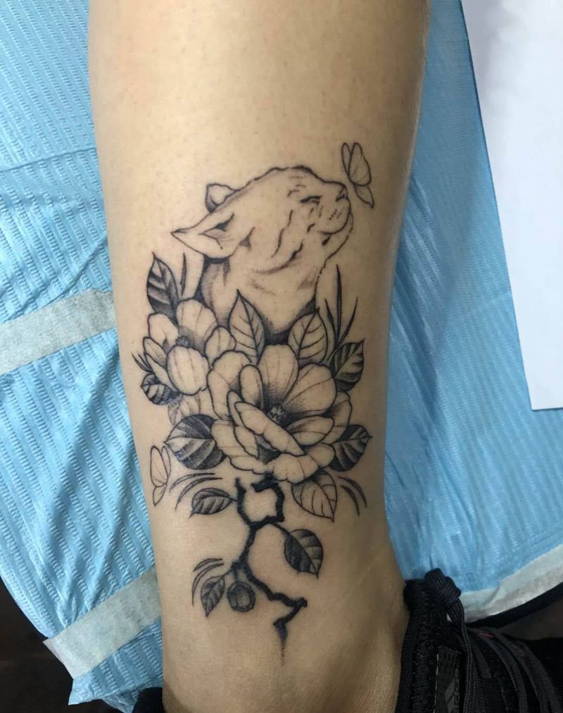 修改遮盖纹身图片_腿部几何点刺小清新遮盖纹身图案