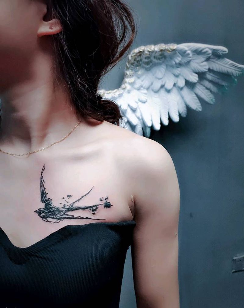 燕子纹身图片_几何纹身图案