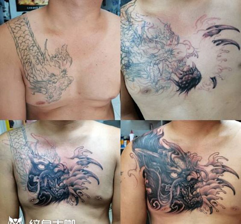 遮盖作品未完……纹身图片_胸部新传统纹身图案