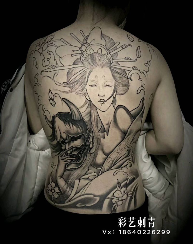 满背未完，店长作品纹身图片_背部新传统纹身图案