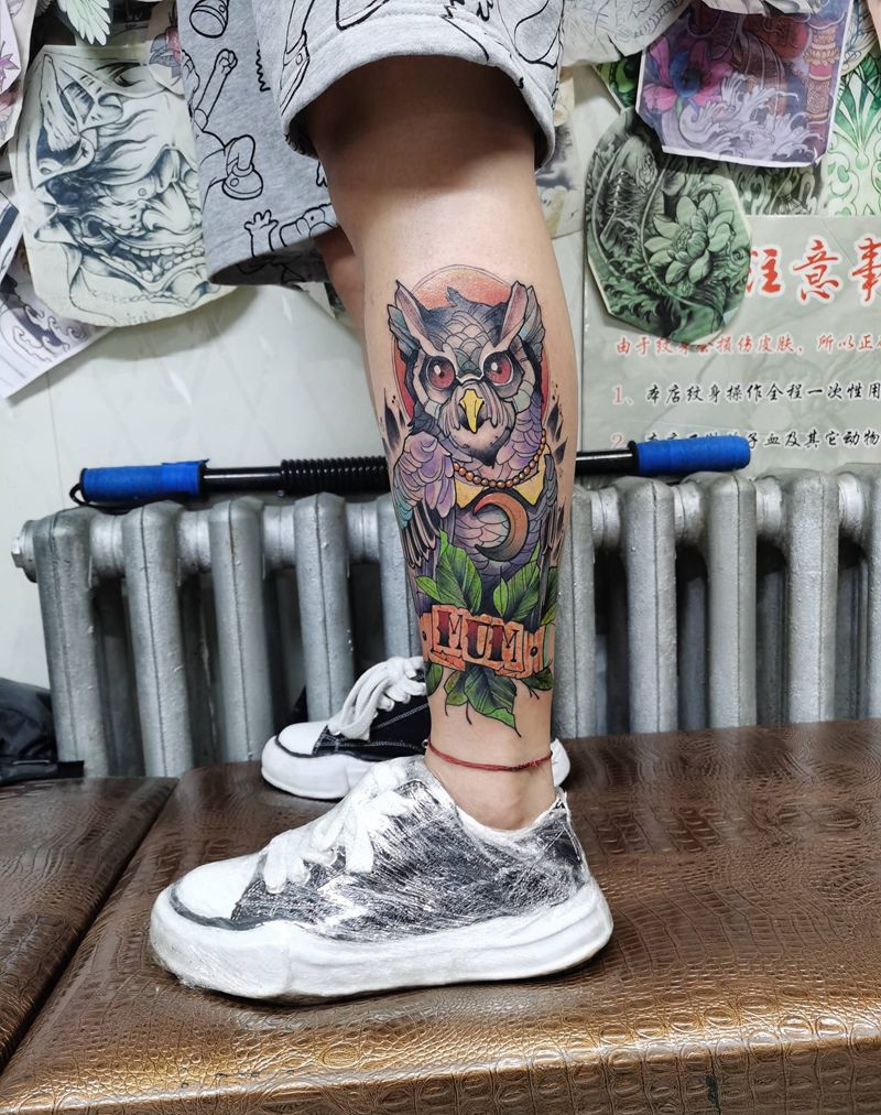 遮盖作品纹身图片_腿部New School纹身图案