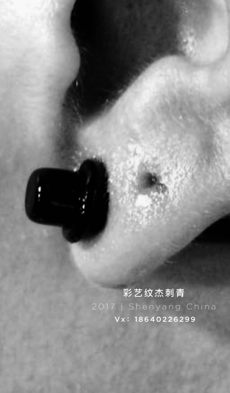 穿孔（扩耳）纹身图片