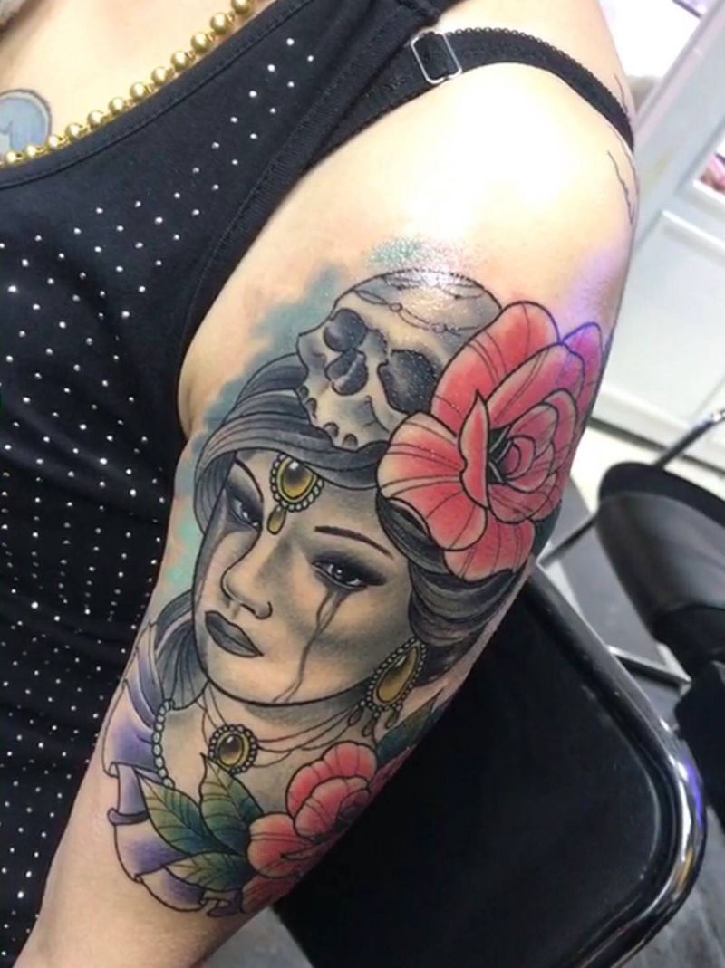 school 女郎纹身图片