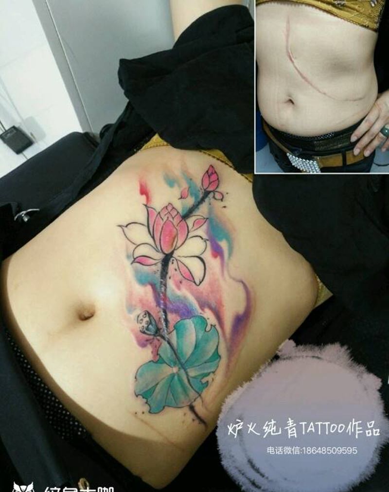 疤痕遮盖纹身图片