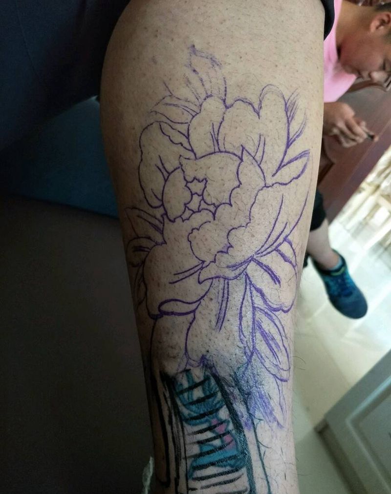 传统遮盖纹身图片_腿部传统原创遮盖成品纹身图案