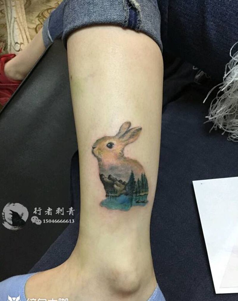 遮盖作品纹身图片_腿部成品纹身图案