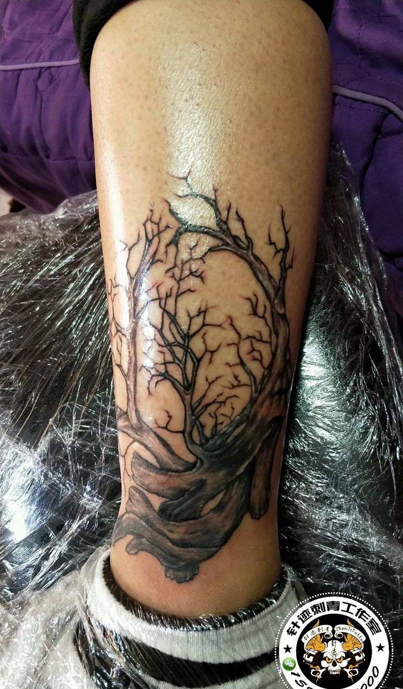 树枝心脏遮盖纹身图片