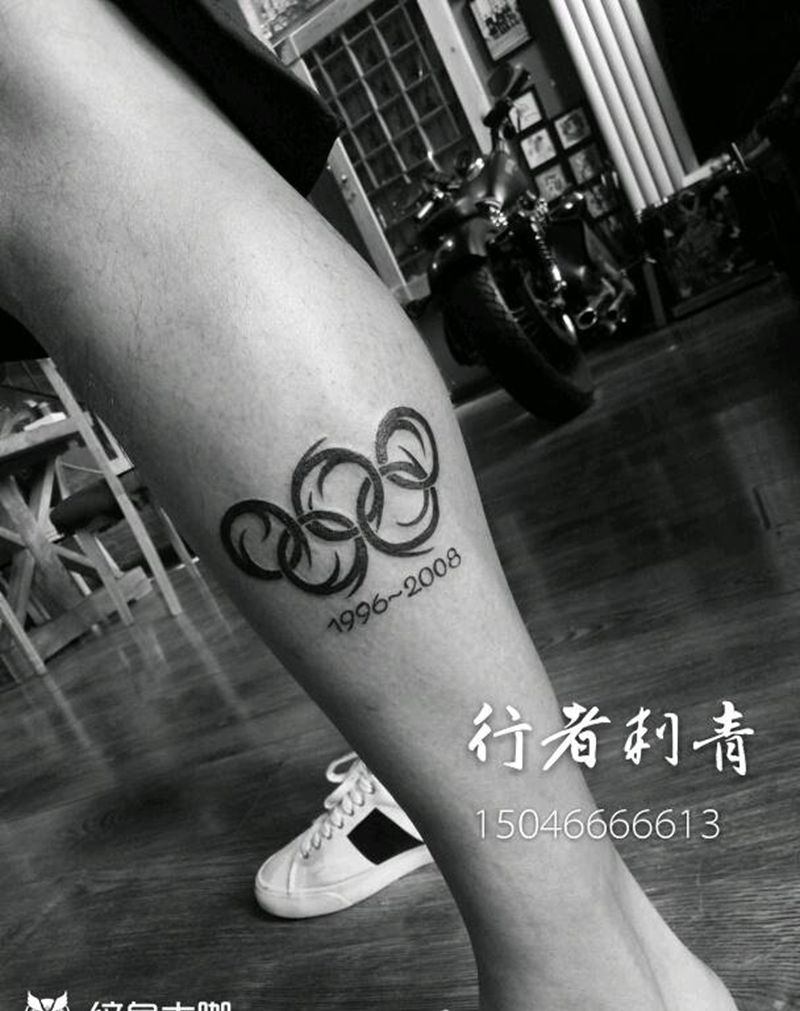 五环纹身图片_腿部图腾成品纹身图案