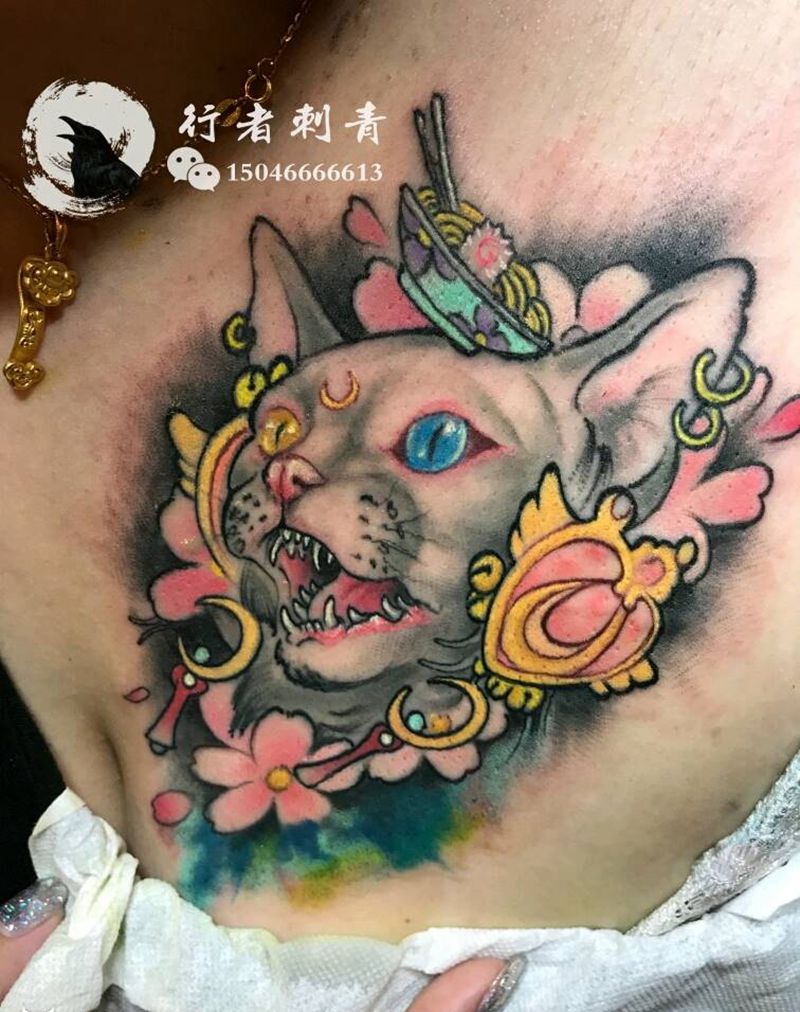 遮盖作品纹身图片_胸部动物成品纹身图案