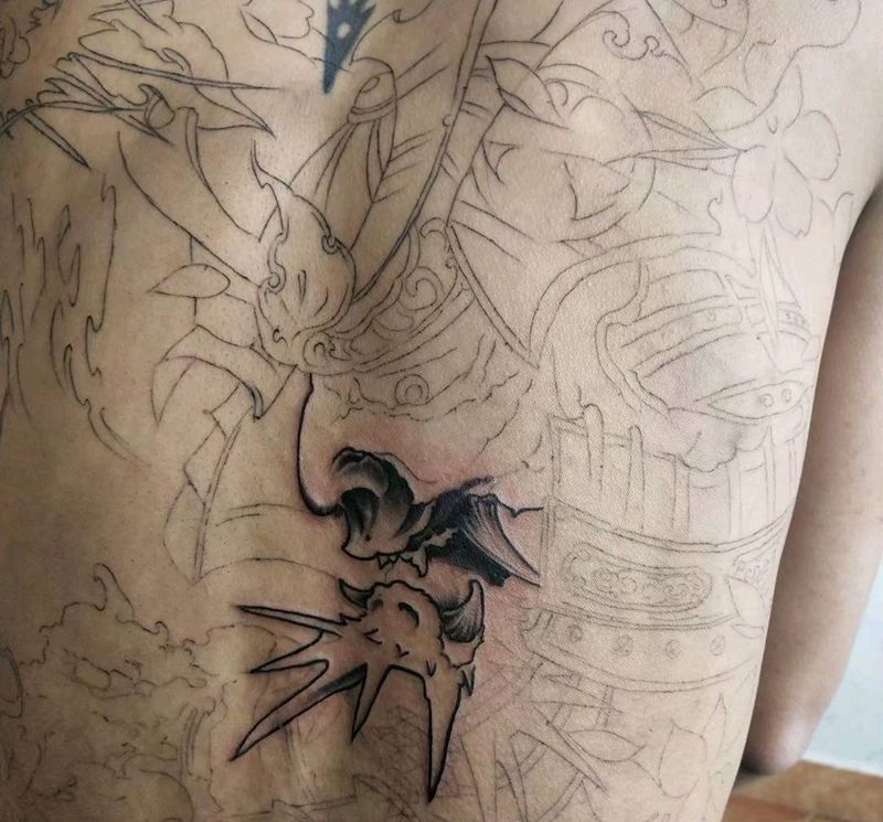 遮盖，未完成纹身图片