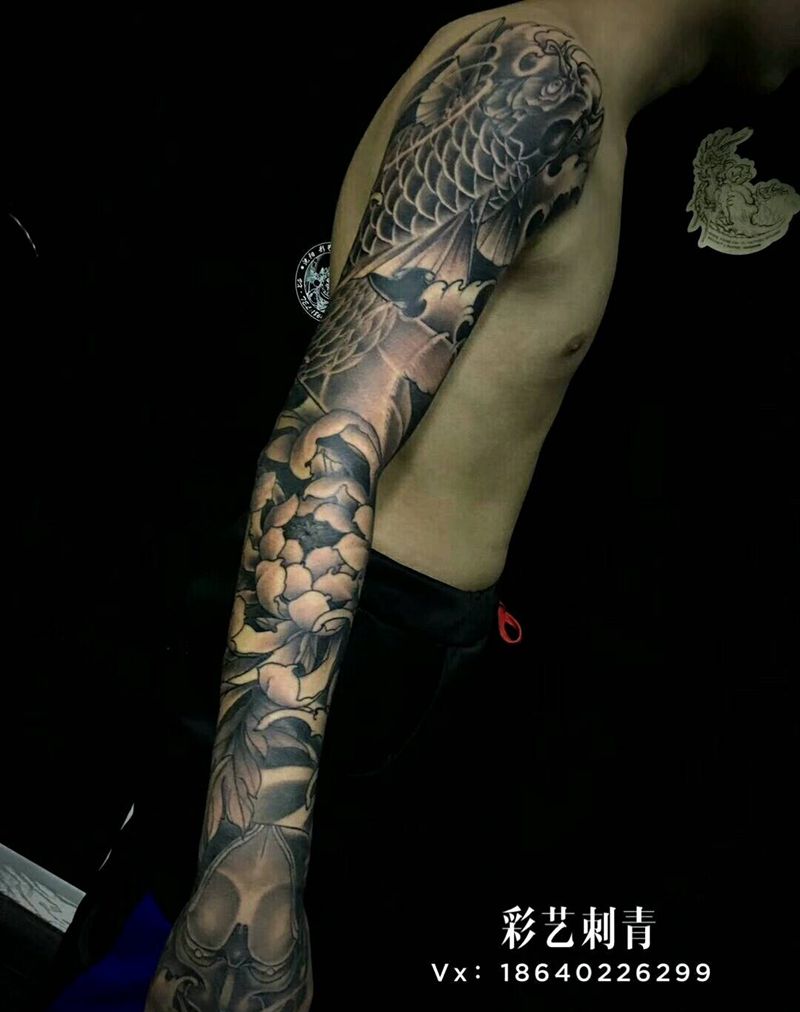 新传统纹身花臂纹身图片_手臂新传统纹身图案