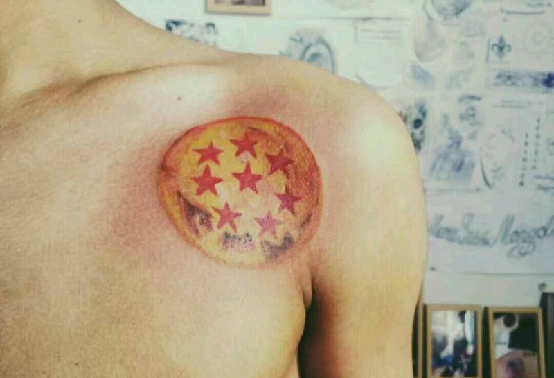 八龙珠纹身图片_肩部欧美几何成品纹身图案