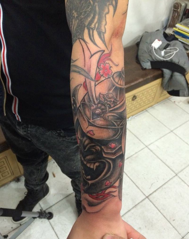 鬼武士纹身图片