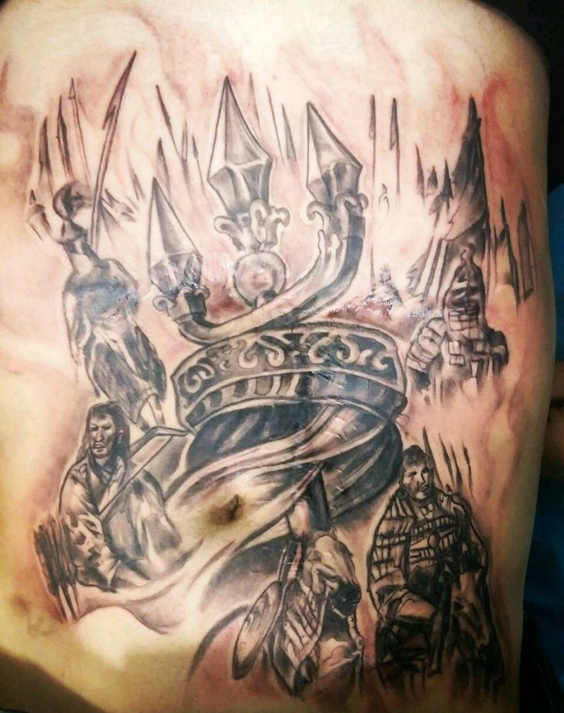 蒙古铁骑 伤疤遮盖纹身图片