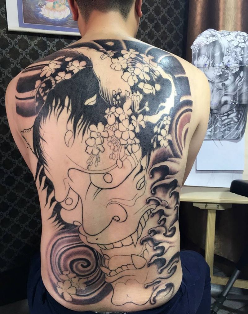 满背般若（未完成）纹身图片