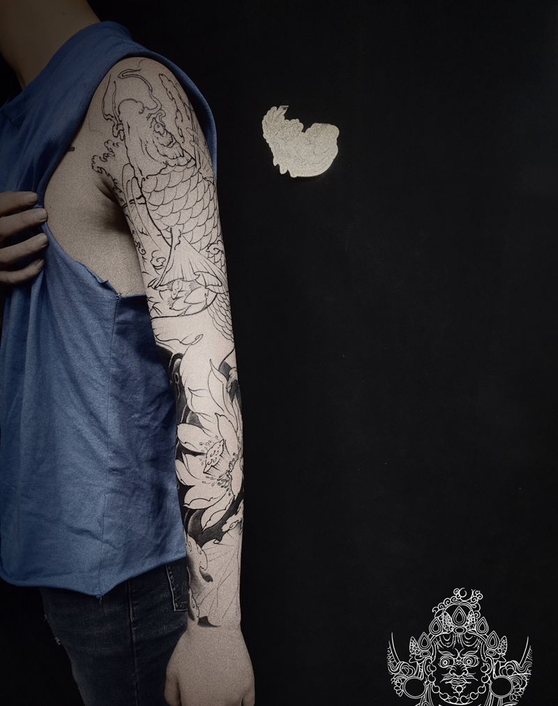 新传统花臂纹身图片_手臂新传统纹身图案