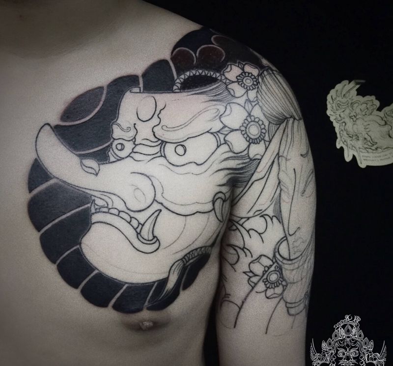 未完待续纹身图片_胸部手臂老传统新传统纹身图案