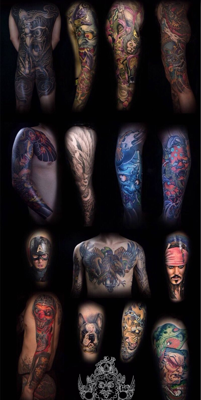 部分作品欣赏纹身图片_背部手臂新传统老传统纹身图案