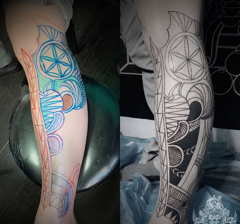 原创小腿图腾纹身图片_腿部图腾纹身图案