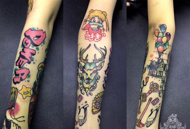 少女心纹身图片_手臂Old SchoolNew School纹身图案