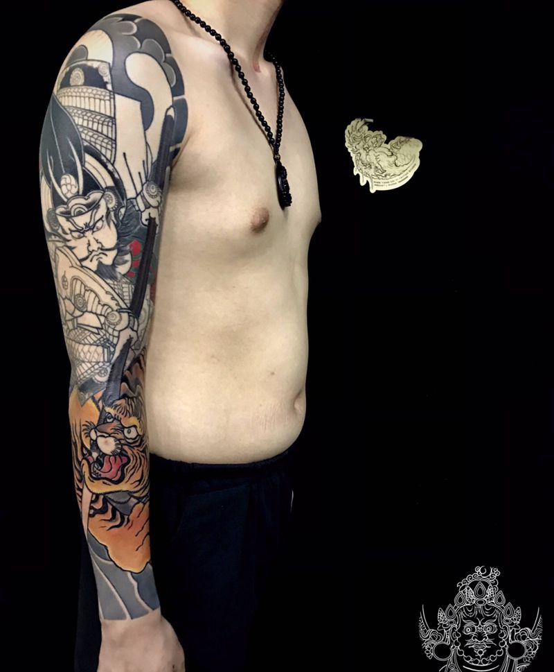 老传统花臂 纹杰老师作品纹身图片_手臂老传统纹身图案