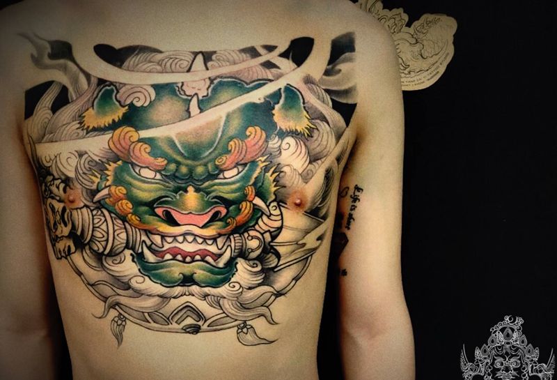 店内作品 未完待续纹身图片_胸部新传统纹身图案