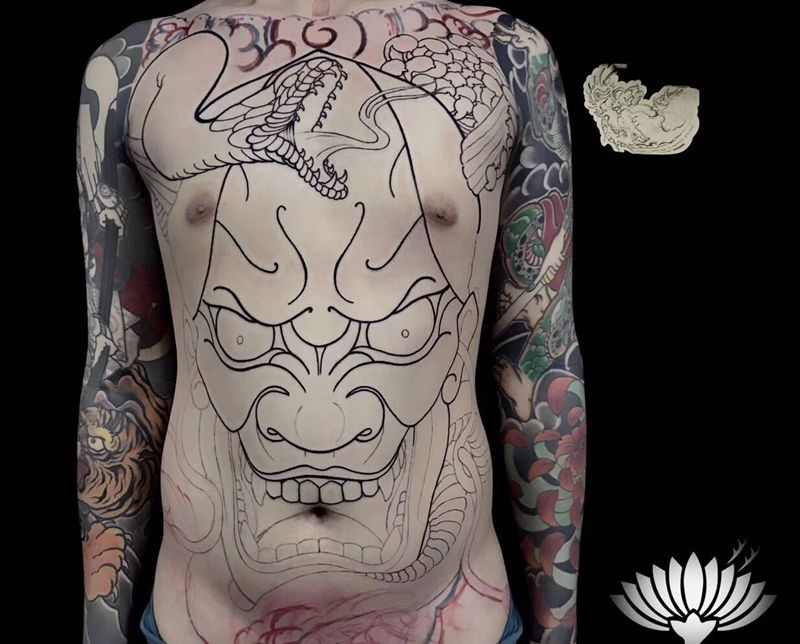 首席纹杰老师 基础线纹身图片_胸部老传统纹身图案