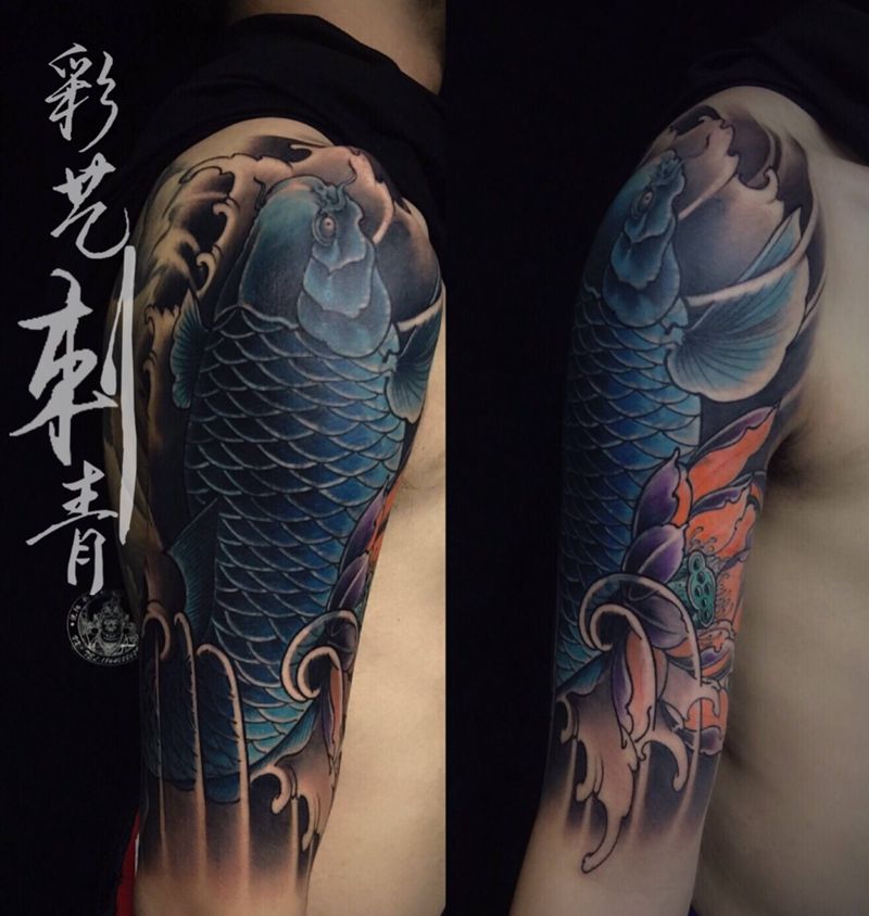 店内遮盖作品纹身图片_手臂新传统纹身图案