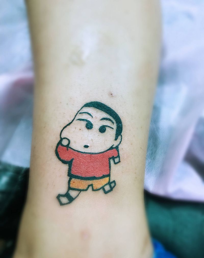 蜡笔小新纹身图片_腿部纹身图案