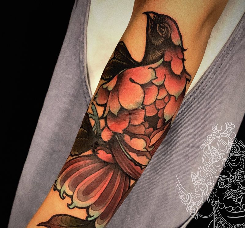 小臂遮盖疤痕作品纹身图片_手臂New School纹身图案