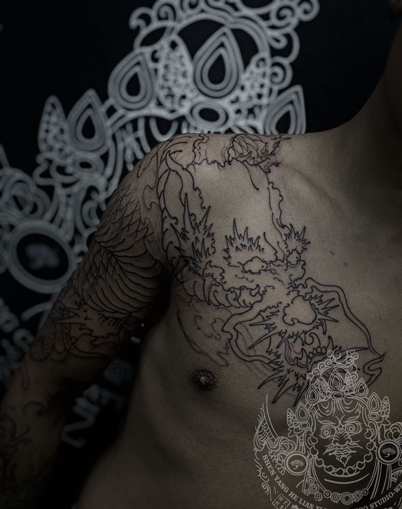 遮盖未完纹身图片_手臂新传统纹身图案