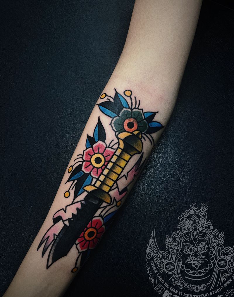 遮盖作品纹身图片_手臂Old School纹身图案