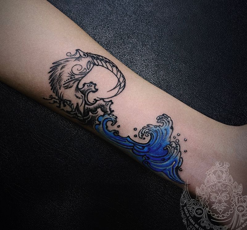 遮盖作品纹身图片_手臂水彩水墨纹身图案