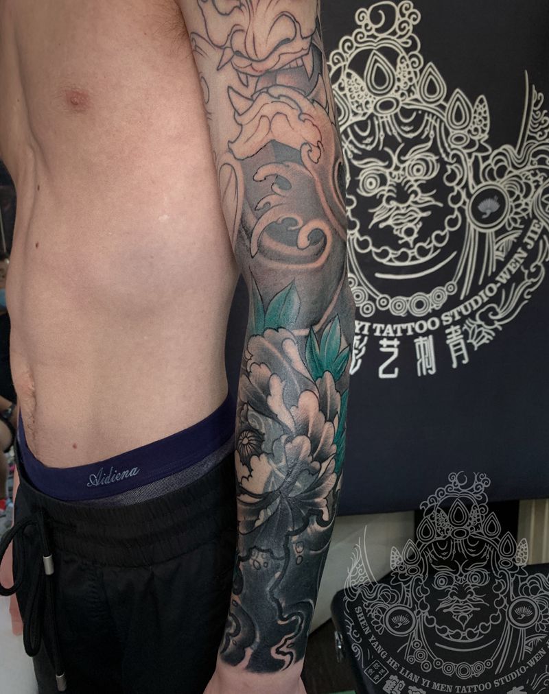 遮盖未完纹身图片_手臂新传统纹身图案