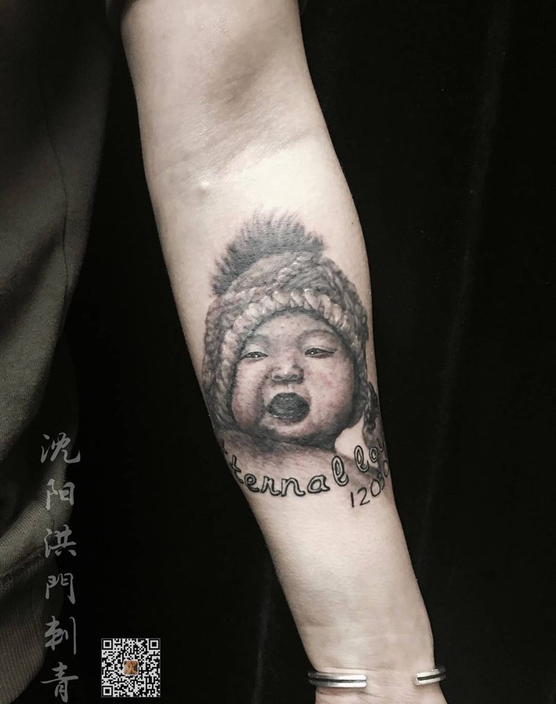 肖像纹身图片_成品手臂肖像人物原创纹身图案
