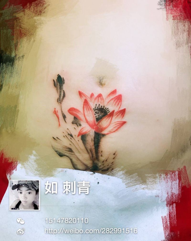 刨妇产疤痕覆盖纹身图片