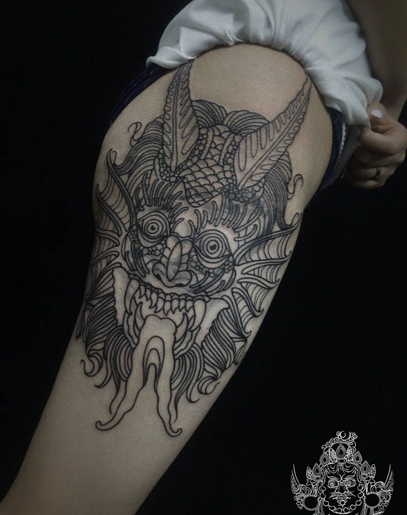 未完成纹身图片_臀部腿部New School纹身图案