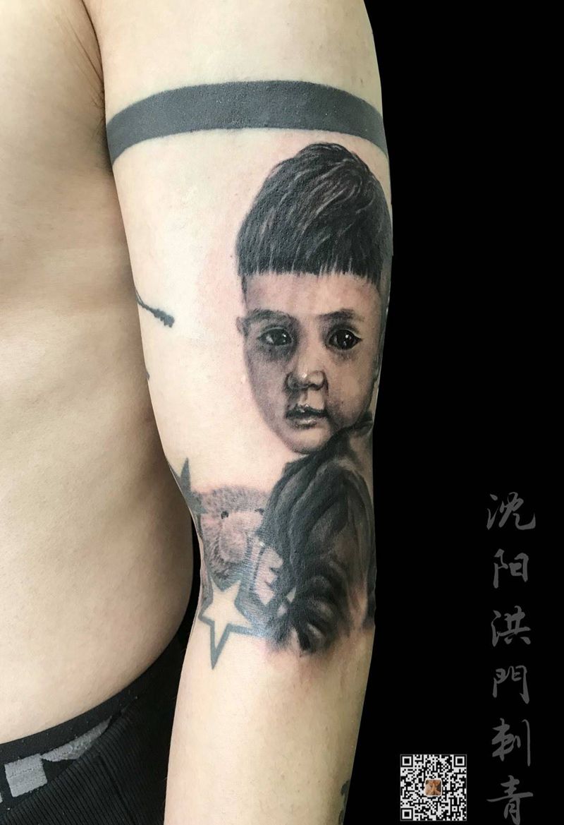肖像纹身图片_成品手臂肖像写实人物原创纹身图案